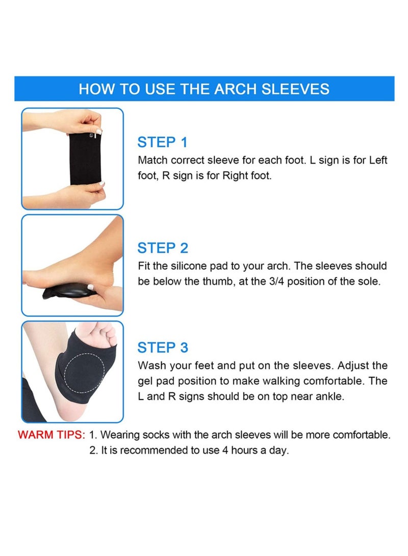 SYOSI Compression Arch Support Sleeves, Plantar Fasciitis Socks, Cushioned Arch Support Braces Gel Pads for Flat Foot Pain, Relief Plantar Fasciitis Heel Spurs, Ankle Injuries 1Pairs  - Image 4