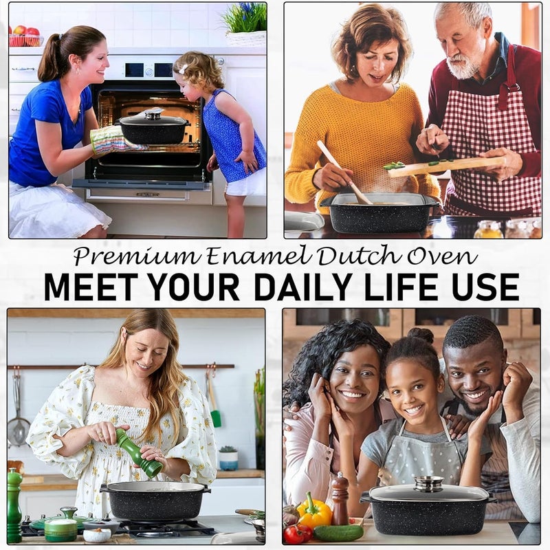 MUGATH 12 Inch Large Turkey Aluminum Roasting Pan with Lid - Nonstick Roaster Oven pan with Grooved Bottom for Basting, Roasting Pan for Oven Serves 1-5 People, Dishwasher Safe - Image 5