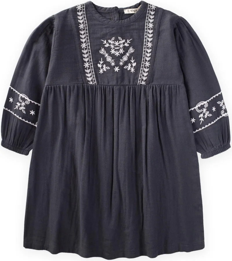 Cigit Ethnic Embroidered Seasonal Dress 3-14 Years Antacid