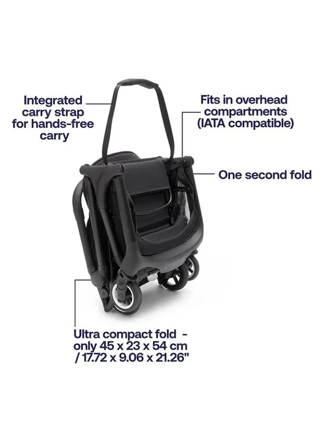 Bugaboo Butterfly Ultra Compact Travel Pram, Small And Lightweight, One - Handed Foldable And Easy To Steer, Ergonomic City For Babies From 6 Months , With Lots of Storage Space, Midnight Black