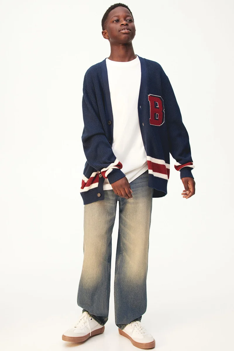 H&M AppliquÃ©d Rib-Knit Cardigan