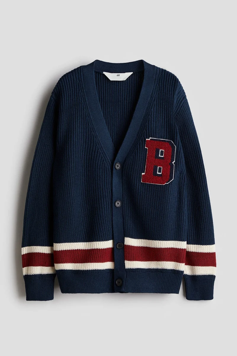 H&M AppliquÃ©d Rib-Knit Cardigan