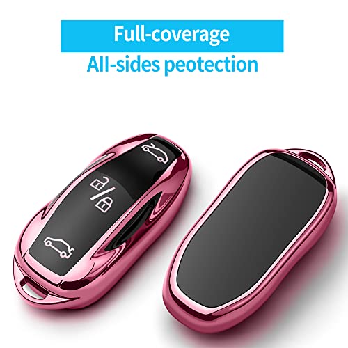 Tukellen for Tesla Key Fob Cover Key Shell Protection Case Compatible with Tesla Model 3 Model Y Model S (Pink) - Image 3