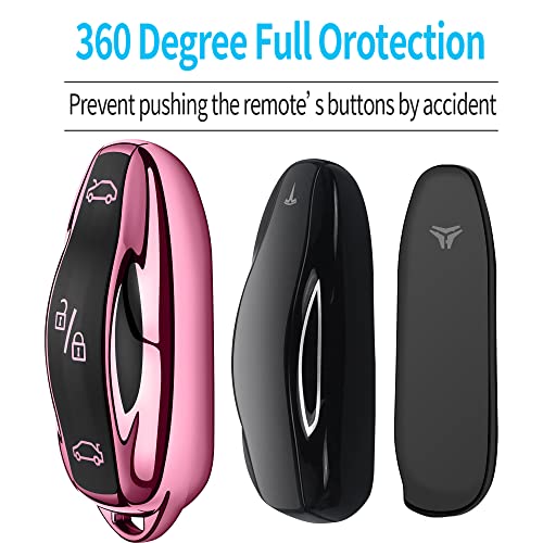 Tukellen for Tesla Key Fob Cover Key Shell Protection Case Compatible with Tesla Model 3 Model Y Model S (Pink) - Image 4