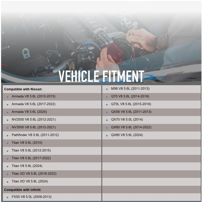 Parts Player قطع غيار OEG جديدة متوافقة مع نيسان أرمادا 5.6L 2010-2022، باثفايندر 5.6L 11-12، تايتان XD 10-22، NV2500 NV3500 13-21، متوافقة مع إنفينيتي M56 11-13، Q70 14-19، FX50 09-13، QX70 2014 - Image 4