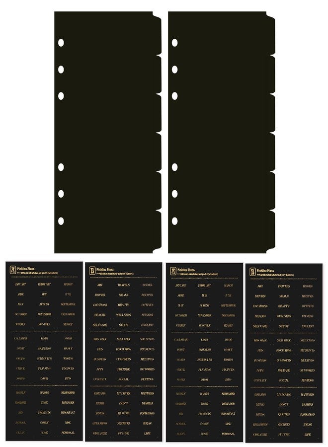 DY.2ten Black Binder Dividers for 6-Holes Ring Binder, 1/6 Cut Tabs, A6 Size, Sturdy Plastic Dividers with 6 Tabs for School Office Home, 2 Sets, 12 Dividers, 2 Tab Stickers. - Image 1