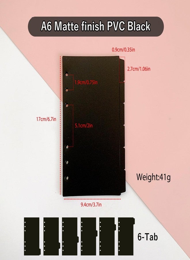 DY.2ten Black Binder Dividers for 6-Holes Ring Binder, 1/6 Cut Tabs, A6 Size, Sturdy Plastic Dividers with 6 Tabs for School Office Home, 2 Sets, 12 Dividers, 2 Tab Stickers. - Image 3