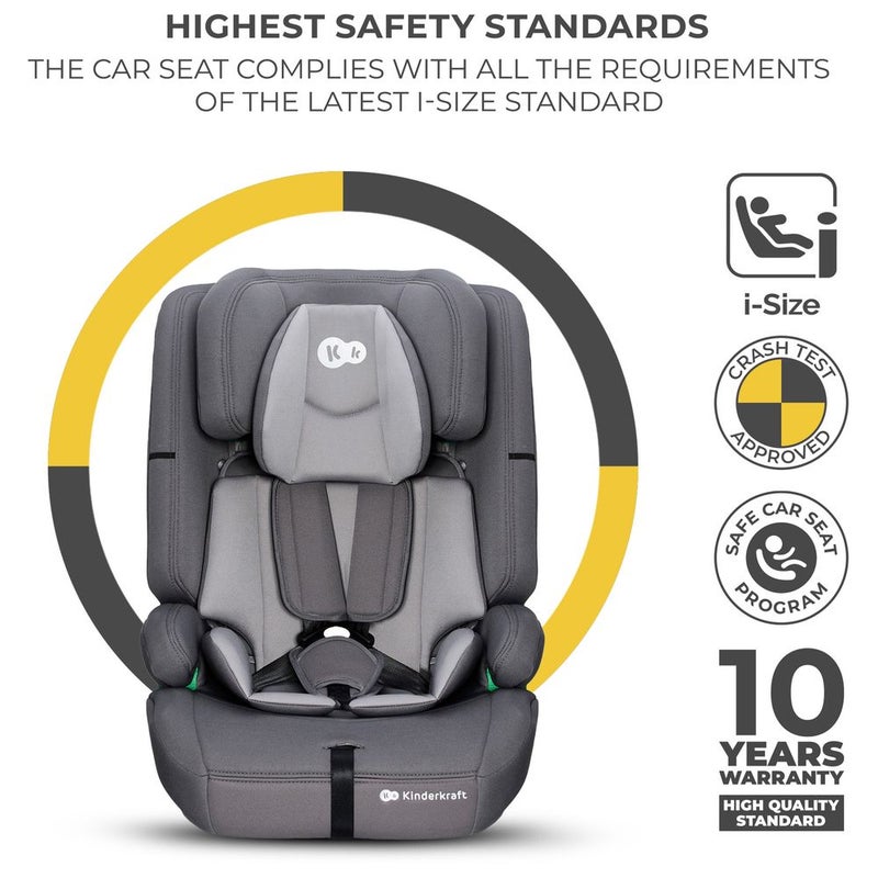 Kinderkraft SAFETY FIX 2 i-Size Convertible Car Seat – 15 Months to 12 Years (9-36 kg) with ISOFIX - Grey - Image 2