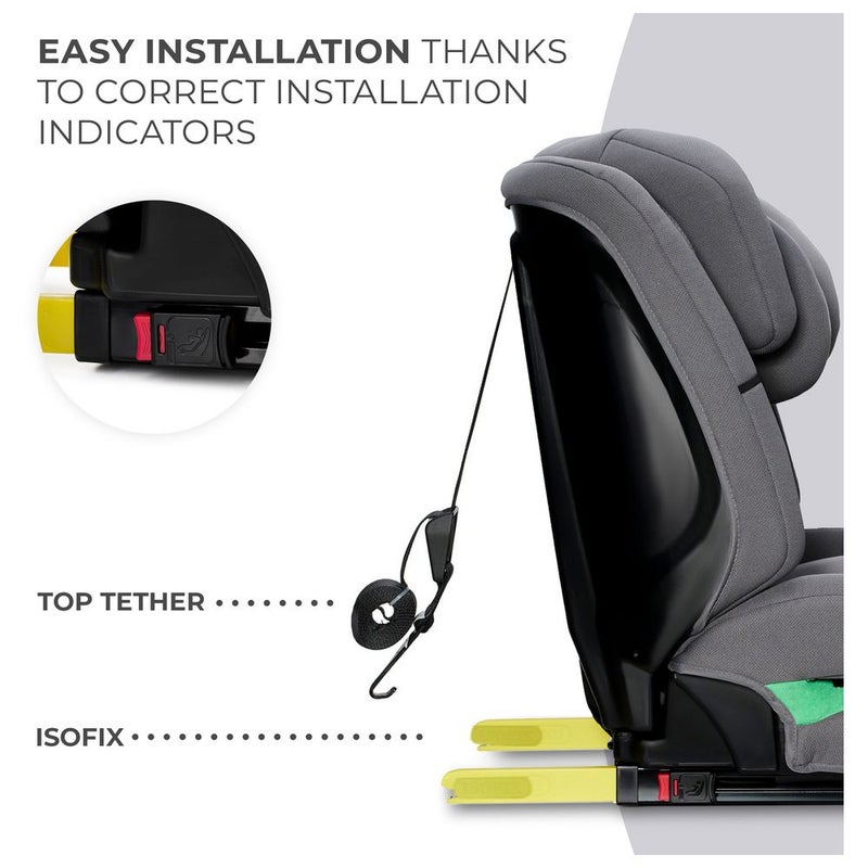 Kinderkraft SAFETY FIX 2 i-Size Convertible Car Seat – 15 Months to 12 Years (9-36 kg) with ISOFIX - Grey - Image 3