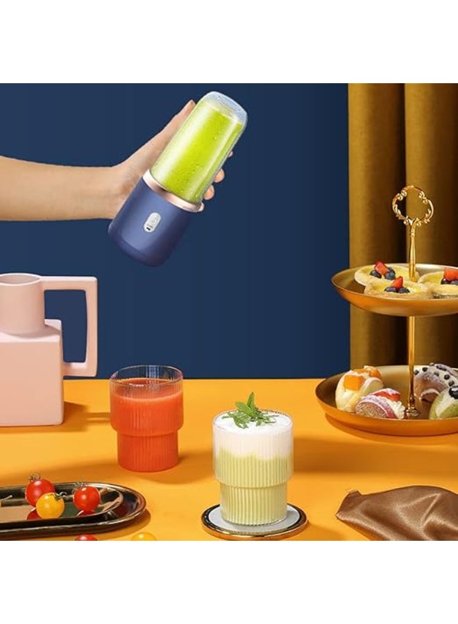 LOISTE Mini Portable Blender Bottle - Mini Juicer & Smoothie Maker Cup Blender for Fresh Juices, Smoothies, & Fruit Juices | BPA Free | Rechargeable | 400 ml | USB Charge Port | Blue Colour - Image 2