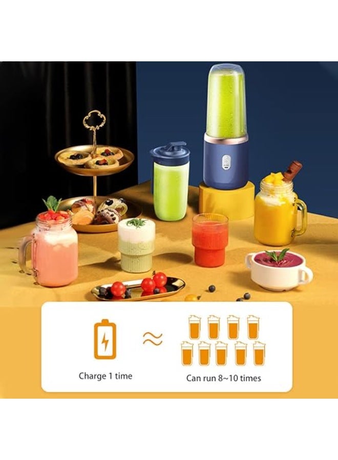 LOISTE Mini Portable Blender Bottle - Mini Juicer & Smoothie Maker Cup Blender for Fresh Juices, Smoothies, & Fruit Juices | BPA Free | Rechargeable | 400 ml | USB Charge Port | Blue Colour - Image 4