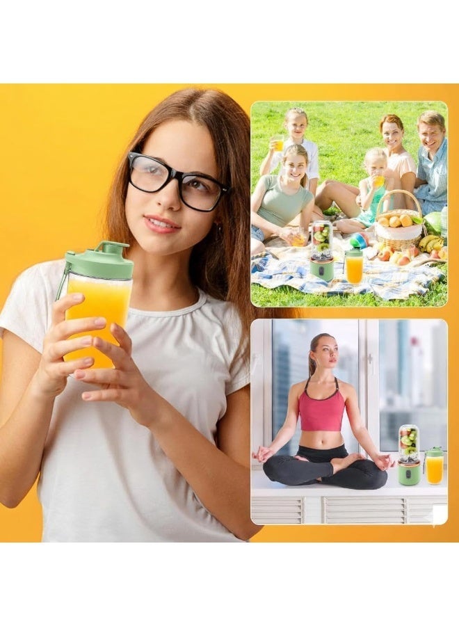 LOISTE Mini Portable Blender Bottle - Mini Juicer & Smoothie Maker Cup Blender for Fresh Juices, Smoothies, & Fruit Juices | BPA Free | Rechargeable | 400 ml | USB Charge Port | Green Color - Image 2