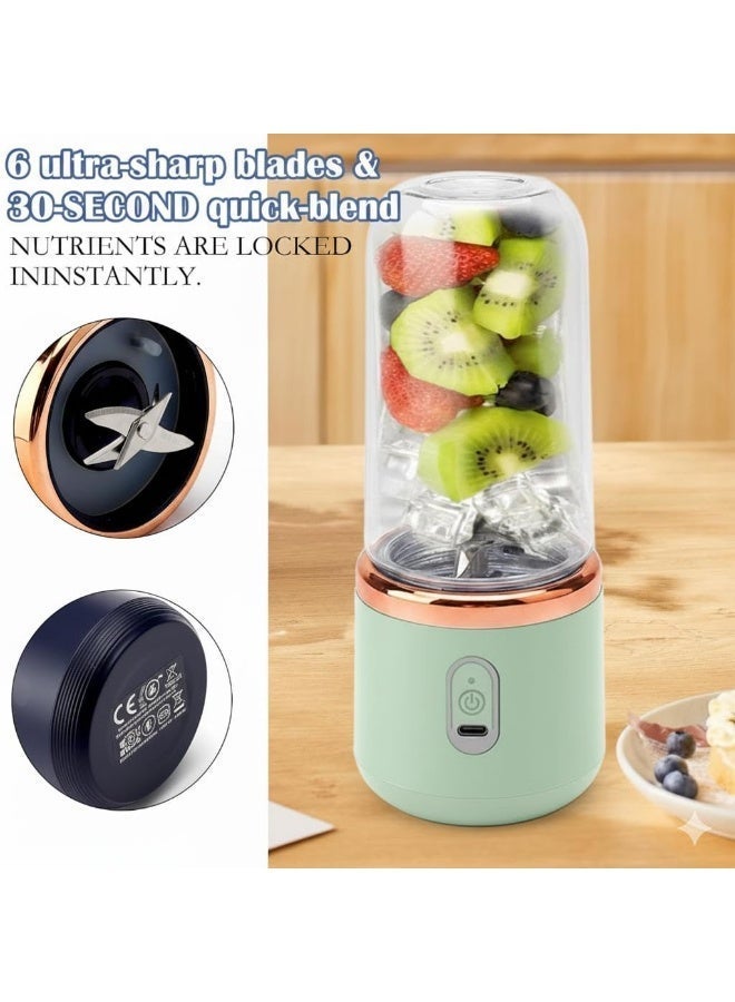 LOISTE Mini Portable Blender Bottle - Mini Juicer & Smoothie Maker Cup Blender for Fresh Juices, Smoothies, & Fruit Juices | BPA Free | Rechargeable | 400 ml | USB Charge Port | Green Color - Image 3