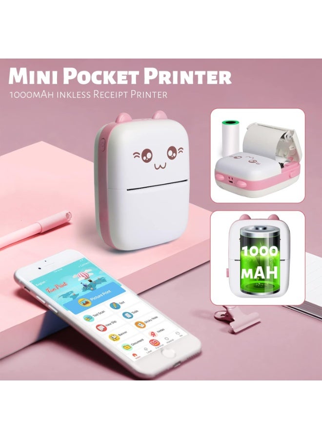 طابعة جيب صغيرة، هدايا للأطفال، طابعة حرارية محمولة للصور/الصور ذات الطراز القديم/الإيصالات/الملاحظات/القوائم/الملصقات/المذكرات/رموز الاستجابة السريعة، طابعة ذكية لاسلكية تعمل بتقنية البلوتوث مع تطبيق أندرويد أو iOS - Image 5