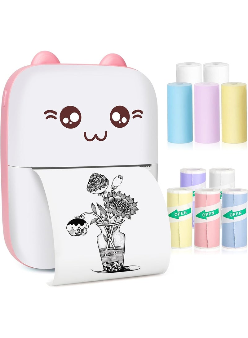 طابعة جيب صغيرة، هدايا للأطفال، طابعة حرارية محمولة للصور/الصور ذات الطراز القديم/الإيصالات/الملاحظات/القوائم/الملصقات/المذكرات/رموز الاستجابة السريعة، طابعة ذكية لاسلكية تعمل بتقنية البلوتوث مع تطبيق أندرويد أو iOS - Image 1