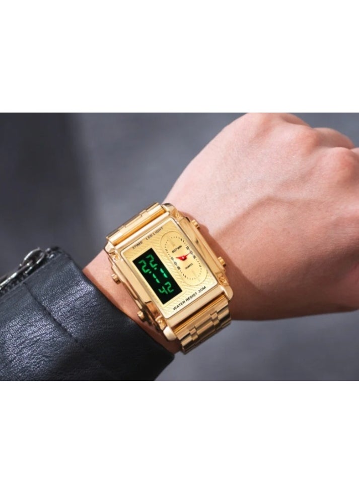 Bestwin Luxury gold watches for men, big wrist watch for men, gold dial watches, top Bestwin brand, square,  - Image 3