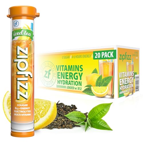 Zipfizz Daily Energy Drink Powder, Lemon Iced Tea, 20 Pack | 3-in-1 Sustained Energy, Rapid Hydration, and Essential Vitamins | Sugar-Free | Electrolyte Powder | Contains Vitamin B-12 & Antioxidants - Image 1