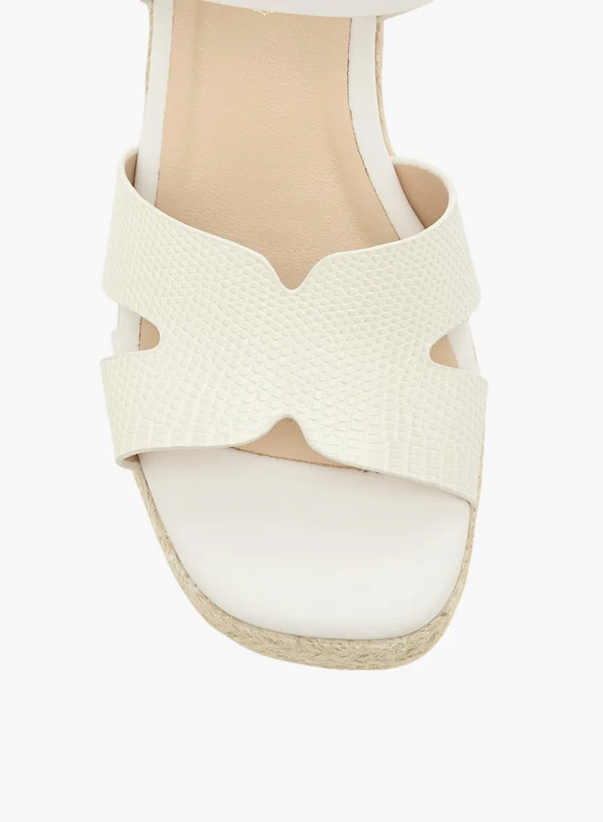 Paprika Women's Textured Wedge Heeled Sandals with Buckle Closure