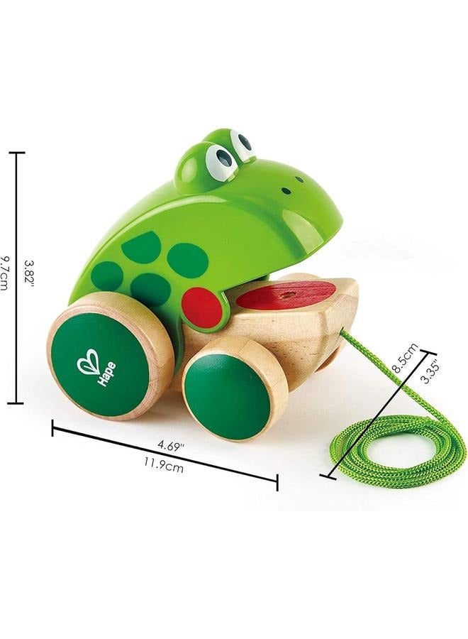 Frog Pull-Along Toy for Toddlers | Wooden Push & Pull Animal Toy with Moving Mouth Action | Interactive Educational Toy for Walking and Motor Skills | Bright Colors, Durable Design, Age 12+Months  - Image 2