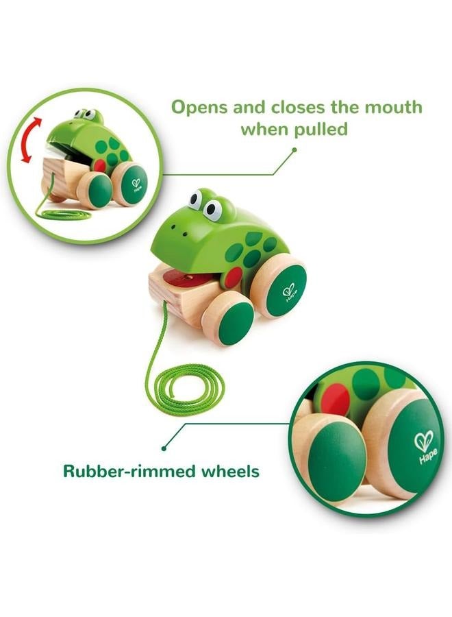 Frog Pull-Along Toy for Toddlers | Wooden Push & Pull Animal Toy with Moving Mouth Action | Interactive Educational Toy for Walking and Motor Skills | Bright Colors, Durable Design, Age 12+Months  - Image 4