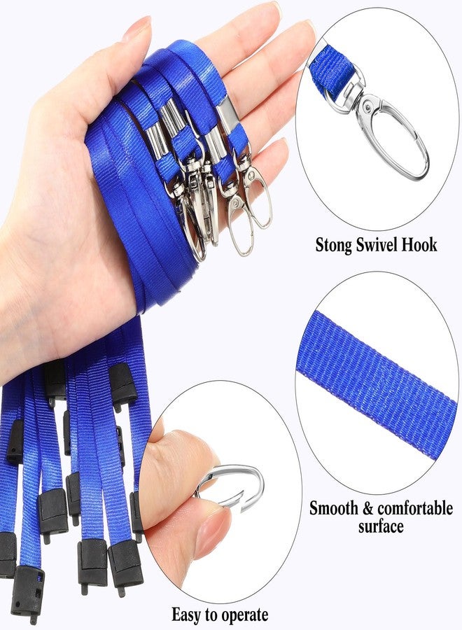 Harloon 200 Pcs Breakaway Lanyards Bulk Safety Nylon Flat Lanyard with Clip Swivel Hooks for ID Badge ID Card Holder(Blue) - Image 2