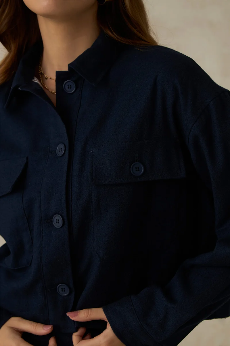 Virgio Cotton Front Dinnerwear Open Crop Jackets for Women