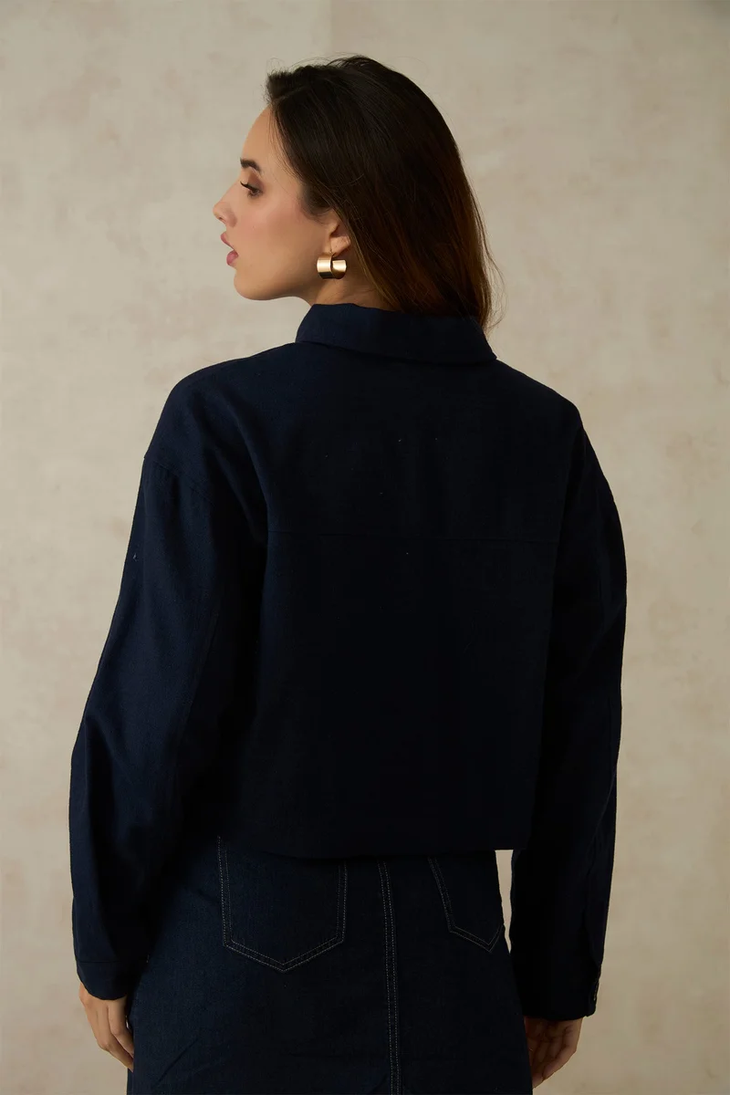 Virgio Cotton Front Dinnerwear Open Crop Jackets for Women