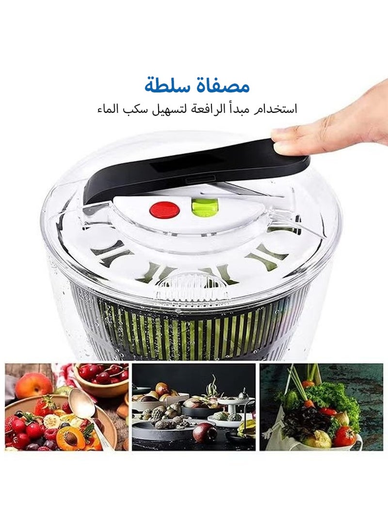 Leon Home Salad Spinner, Free-Manual Lettuce Dryer and Vegetable Washer, Draining Lettce and Vegetable with Ease, BPA Free Salad Spinner, For Salad Greens, Lettuce, Fruits and Vegetables - Image 3