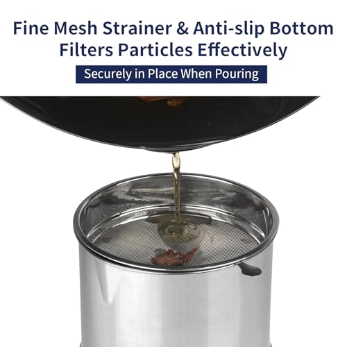 Ohtomber 1.2L Bacon Grease Saver Container with Fine Mesh Strainer and Non-slip Silicone, Cooking Oil Keeper Grease Fat Storage Filter Container for Kitchen, Used Oil Holder Pot - Image 3