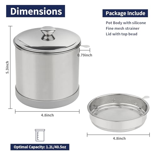 Ohtomber 1.2L Bacon Grease Saver Container with Fine Mesh Strainer and Non-slip Silicone, Cooking Oil Keeper Grease Fat Storage Filter Container for Kitchen, Used Oil Holder Pot - Image 2