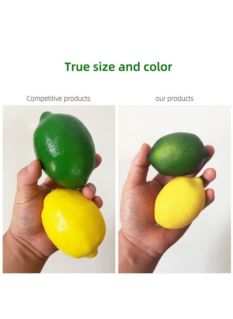 VEOAY VEOAY Fake Fruit Artificial Lemons  3.1''?2.2'' Faux Lemon Fake Limes with Leaves  Lifelike Fake Lemon Decor for Kitchen Table Cabinet Party  Plastic Fruits Photography Prop 36PCS  - Image 4