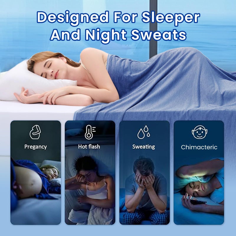 Topcee Cooling Blanket (90"x90" Queen Size) for Night Sweats, Absorbs Heat to Keep Adults Cool on Warm Nights - Image 4
