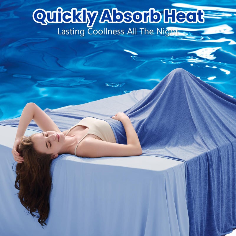 Topcee Cooling Blanket (90"x90" Queen Size) for Night Sweats, Absorbs Heat to Keep Adults Cool on Warm Nights - Image 2
