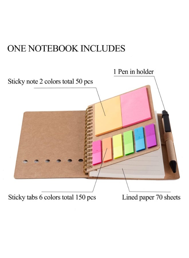 Spiral Notebooks for Note Taking 5 Packs Small Notebooks with Pen in Holder and Sticky Notes,  Marker Colored Index Tabs Flags (5 Colors Black/Red/Brown/Blue/Green 5 Packs) - Image 3
