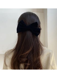 BTFMEI Hair Bows Clips, Velvet Ribbon Bowknot Hairclips  Women Girls, Large Hair Barrettes Cute Aesthetic Hair Accessories, Metal Bow Hair Clips (Black+Red)  - Image 3
