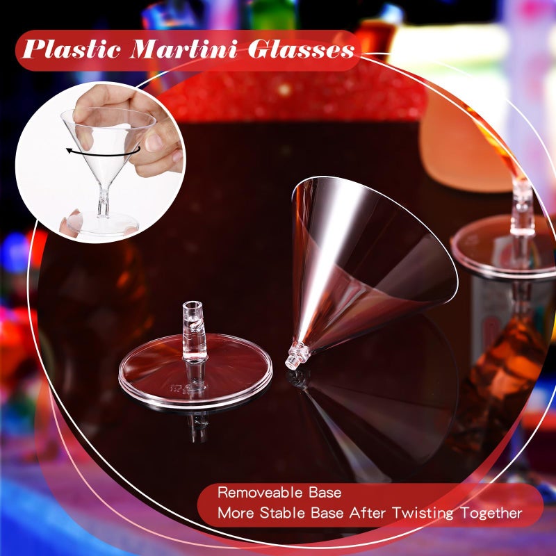 أكواب مارتيني بلاستيكية شفافة، أكواب مارتيني بلاستيكية للاستخدام مرة واحدة، أكواب حلوى صغيرة شفافة لحفلات الزفاف والمناسبات والحفلات والنبيذ والمقبلات والطعام (100 قطعة، 2 أونصة) - Image 4