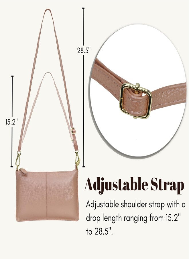 NGIL Women Genuine Leather Crossbody Wristlet, Women's Handbag, Chic Shoulder Bag Small Wristlet Wallet, Golden Accent Zipper (Rose Gold, Medium) - Image 5
