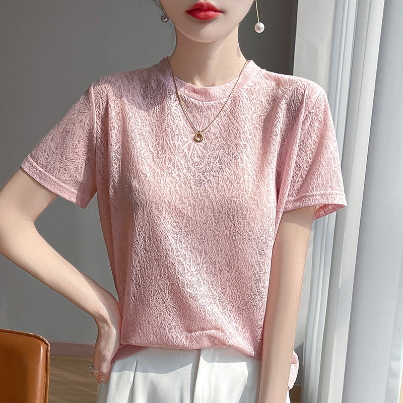 2025 Summer Fashion Trend Jacquard Lyocell Tencel Short Sleeves - Image 4