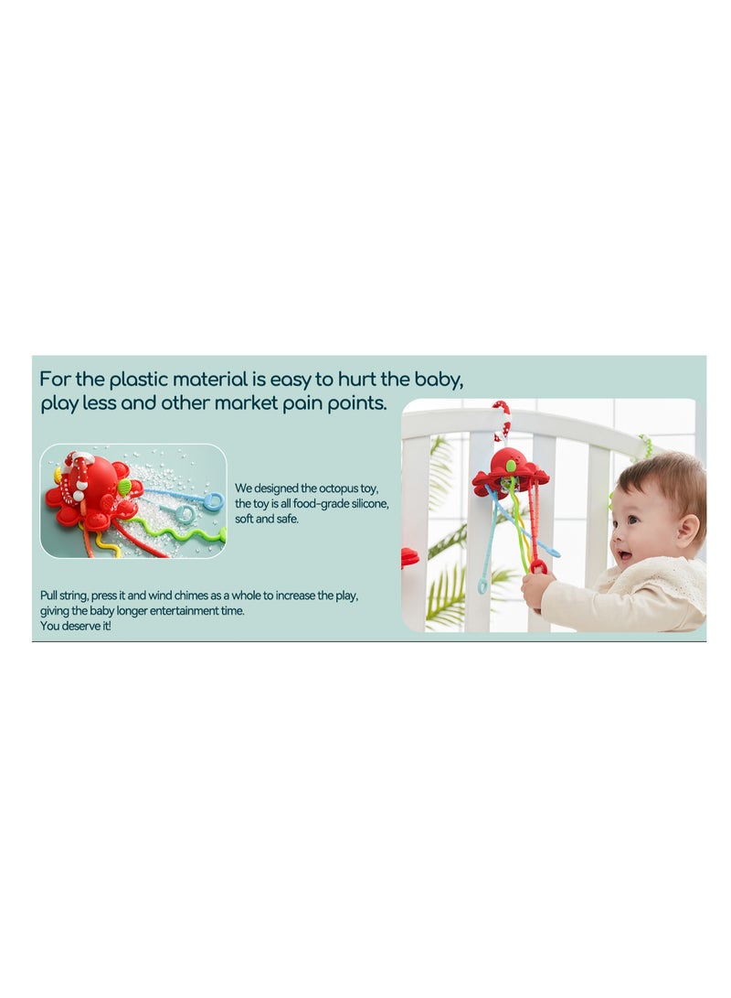 SYOSI Baby Montessori Sensory Toys for 1 2 3 Year Old Food Grade Silicone Pull String Travel Keep Busy Fine Motor Skills Boys Girl Gifts - Image 5