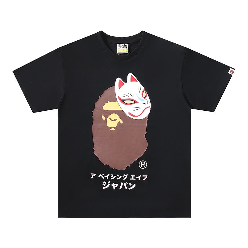 250G Correct Version Of The Trendy Brand Bape Short-Sleeved T-Shirt For Men And Women, Loose Ape Head Half-Sleeve For Couples - Image 4