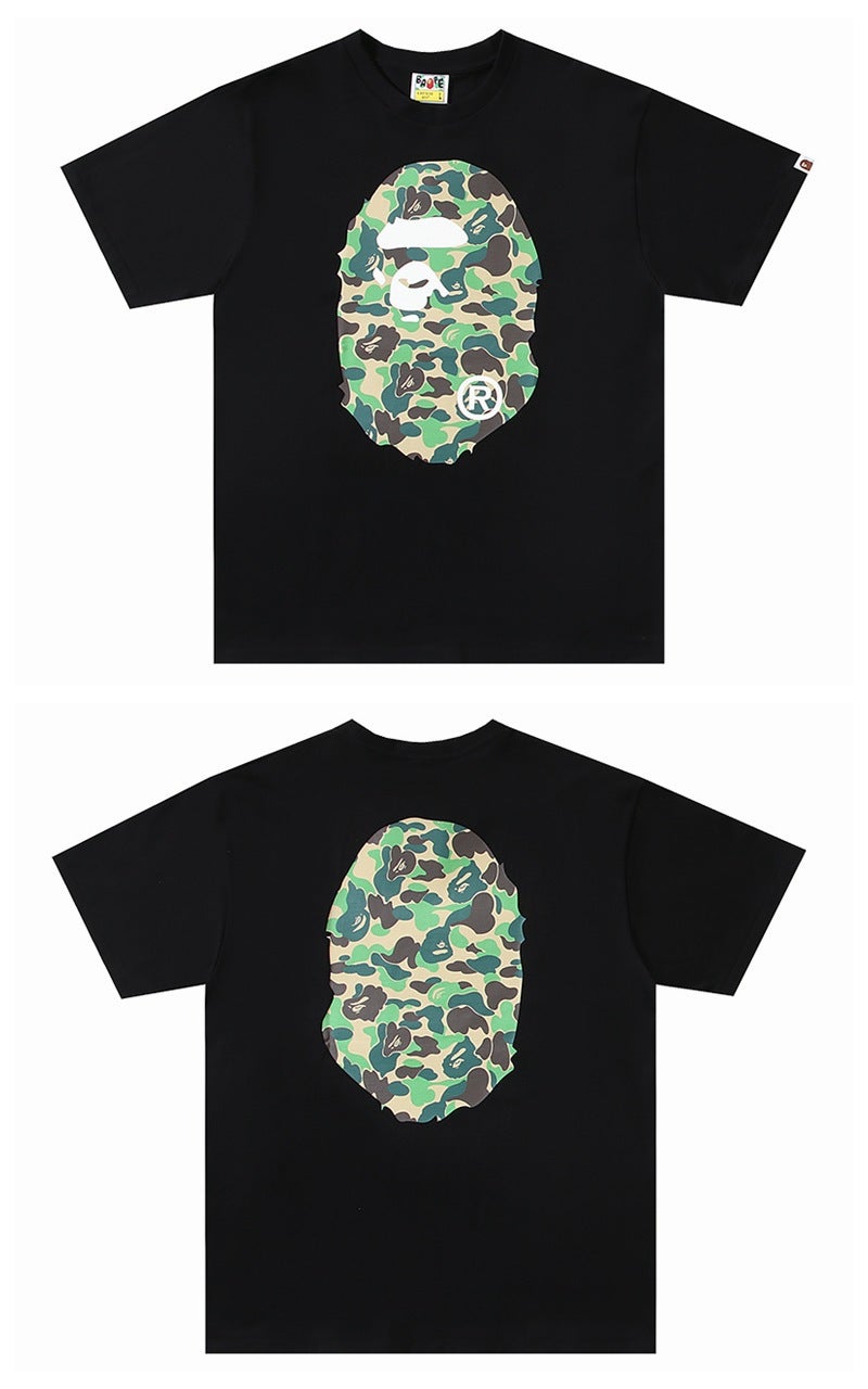 250G Correct Version Of The Trendy Brand Bape Short-Sleeved T-Shirt For Men And Women, Loose Ape Head Half-Sleeve For Couples - Image 1