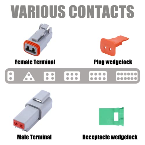 Cedolio 288 PCS Deutsch Connector Kit 3 Pairs,2 3 4 6 8 12 Pin Grey Waterproof Electrical Connector with Stamped Contacts and Seal Plugs for Truck, Off-Road Vehicles, Agriculture, Marine, Motorcycle Wiring. - Image 5