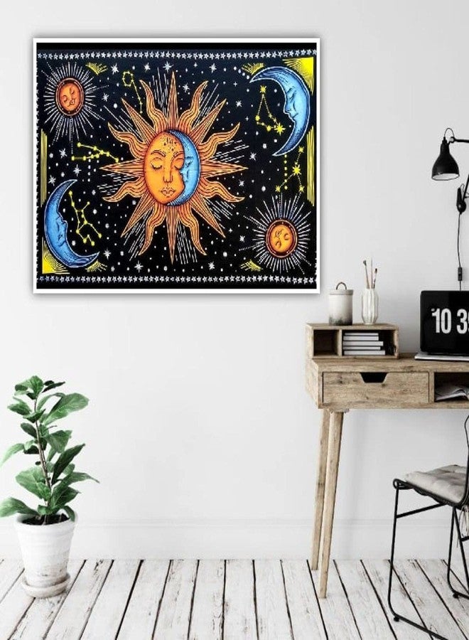 NOKHWAL Tapestry Wall Hanging Sun Moon Tarot Tapestry Handmade Printed Design Cotton Wall Hanging Tapestry Wall Hanging Wall Décor Poster (C, 40x30 Inches) - Image 2