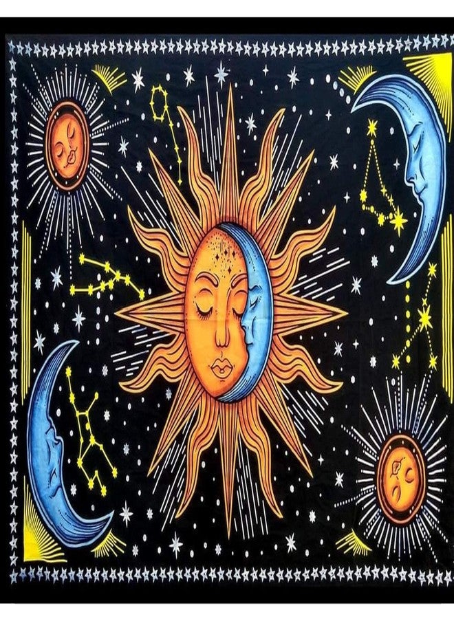 NOKHWAL Tapestry Wall Hanging Sun Moon Tarot Tapestry Handmade Printed Design Cotton Wall Hanging Tapestry Wall Hanging Wall Décor Poster (C, 40x30 Inches) - Image 1