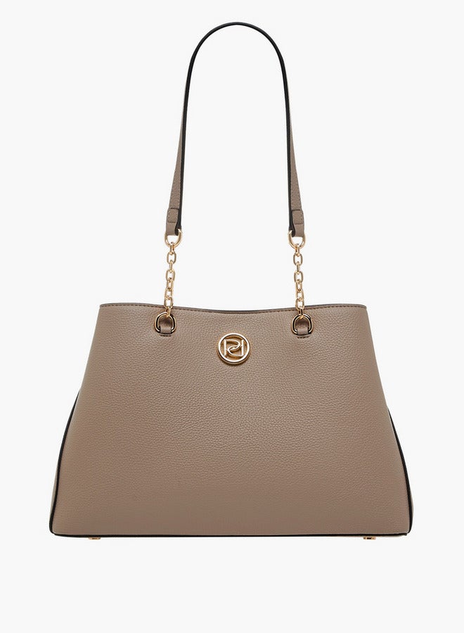 Paprika Textured Tote Bag with Zip Closure - Image 1