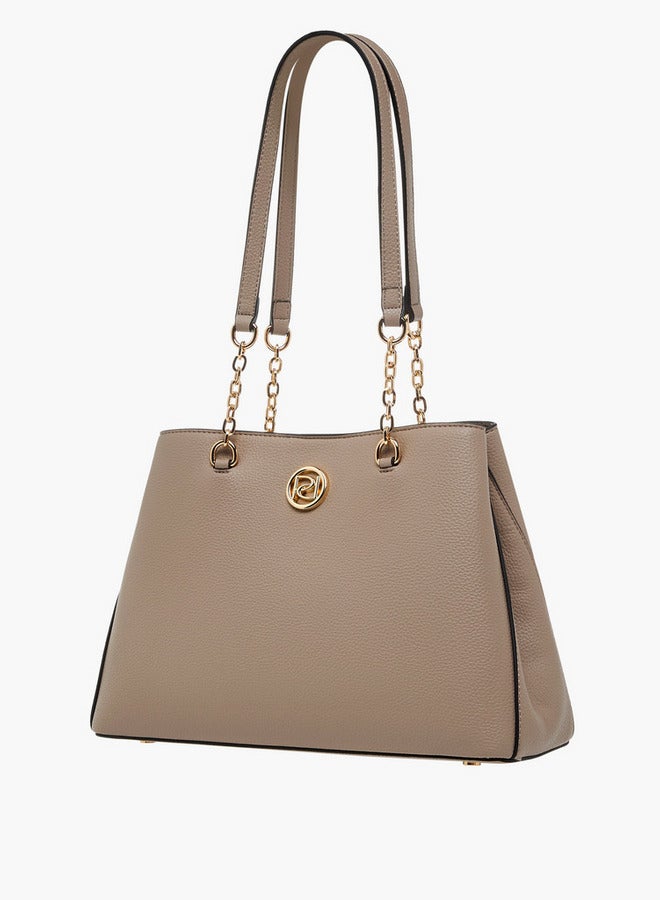 Paprika Textured Tote Bag with Zip Closure - Image 3