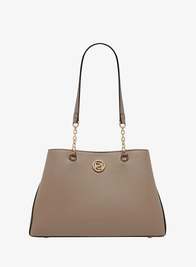 Textured Tote Bag with Zip Closure