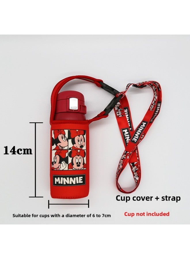 Universal Crossbody Strap Glass Cup Water Bottle Protective Sleeve Insulated Cover Anti-scalding Anti-fall Heat Insulation Bag-Color:Small Minnie Red ]-Capacity:501-600ml - Image 1