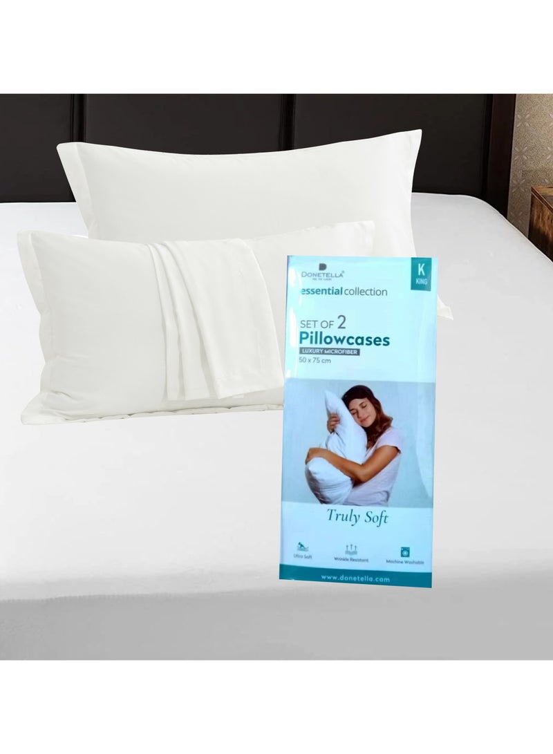 Donetella Standard Pillowcase Set of 2, Size 50x75 cm, Ultra Soft Brushed Microfiber, Envelope Closure, Durable, Wrinkle & Fade Resistant Pillow Covers  - Image 4
