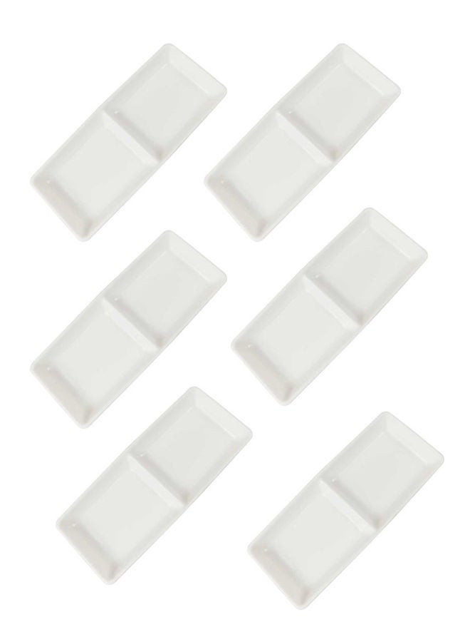 REEM 6-Piece Porcelain Section Plate Set White Small - Image 2
